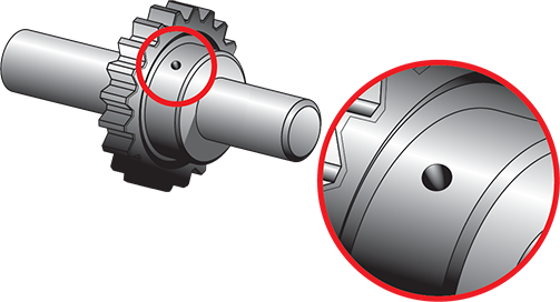 Fijación de un engranaje a un eje: los Pasadores en Espiral proporcionan la resistencia máxima de un sistema de fijación y evitan daños al ensamble.